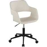 Margarite Office Task Chair in Black Metal & Cream Leatherette